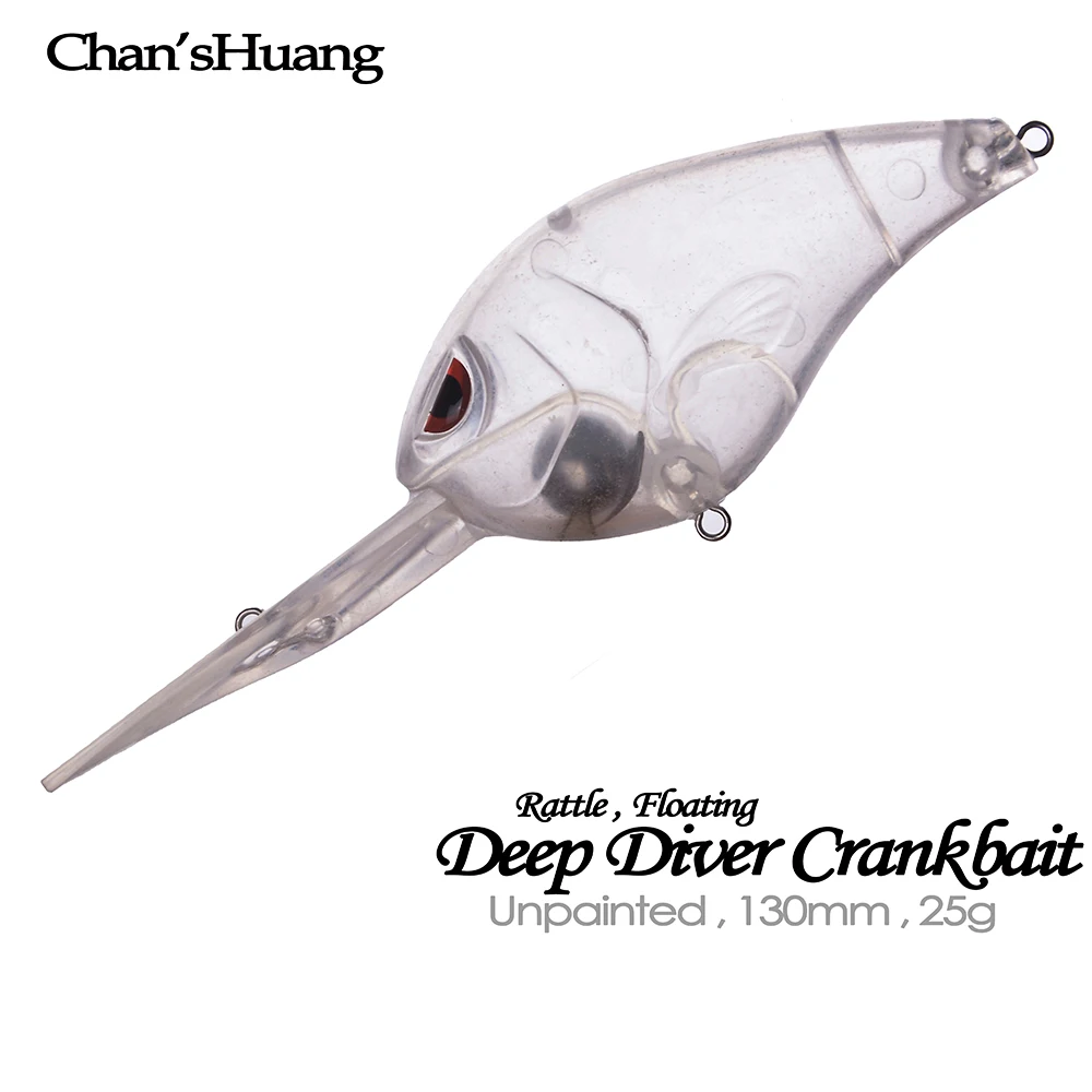 Chan'sHuang 5 uds cebo en blanco sin pintar 13cm 25g sonajero flotante buceo profundo Crankbait DIY señuelo de pesca Artificial