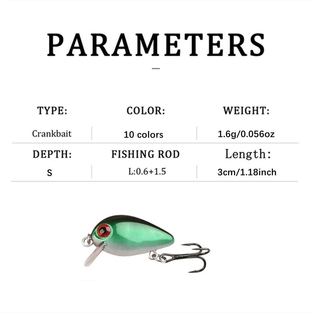 1 Uds Mini señuelo de pesca con manivela Wobblers 3cm 1,6g Crankbait Isca cebo Artificial 3D Eye Bass Pike Jerkbait pesca aparejos de pesca - imagen 2
