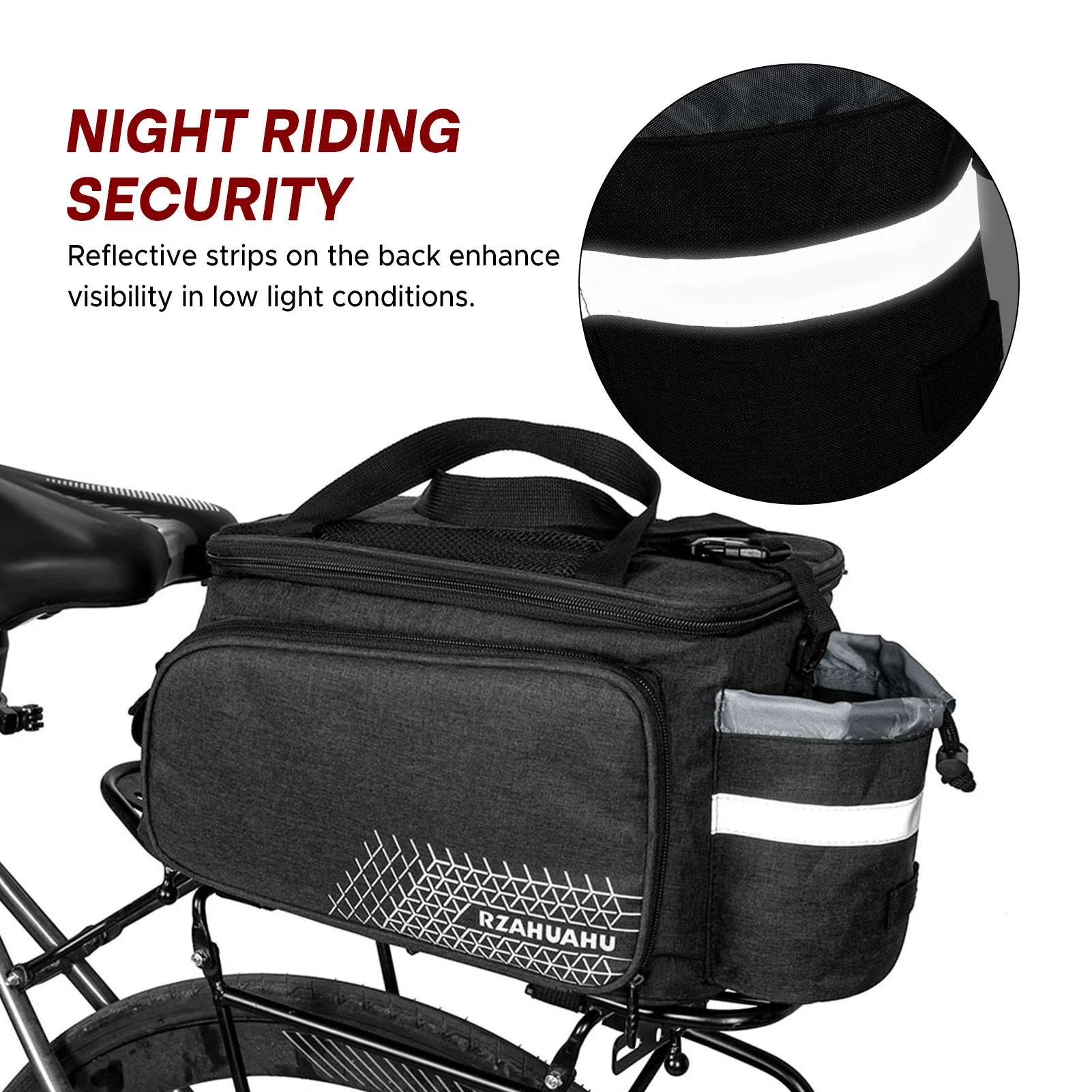 Bolsa para SILLÍN de bicicleta, bolsa trasera para portabicicletas, gran capacidad de 17L, combina con eslinga para hombros y capacidad de montaje para bicicleta - imagen 2