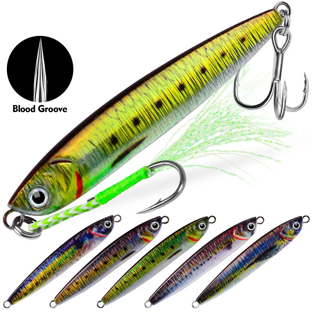 Placa de hierro para peces de plomo, cebo largo fundido con purpurina, 10g/15g/32g/40g, 7,8 cm, placa de hierro que se hunde, cebo duro artificial, aparejos de jigging láser - imagen 2