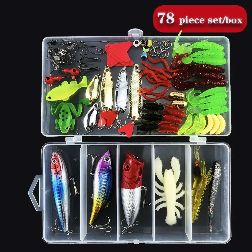 Juego de cebo de Metal duro Wobbler con accesorios de caja, señuelos de silicona para suministros de pesca, nuevo, todo para pescar en verano, artículos de pesca - imagen 4