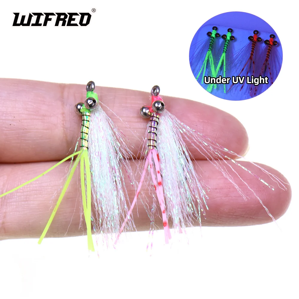 Wifreo 6 piezas # 4 Chainbead Eye Crazy Charlie Bonefish mosca de acero inoxidable con púas pececillo mosca permiso carpa lubina trucha Señuelos de pesca - imagen 2