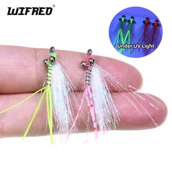 Wifreo 6 piezas # 4 Chainbead Eye Crazy Charlie Bonefish mosca de acero inoxidable con púas pececillo mosca permiso carpa lubina trucha Señuelos de pesca