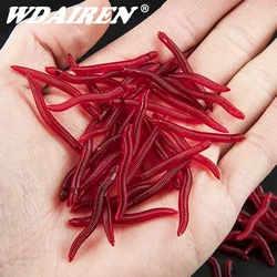 50 o 100 Uds. Señuelos de pesca de gusano rojo Mini silicona camarones olor a pescado Jerkbait pez océano Rock Bass Soft Souple Bass Leurre