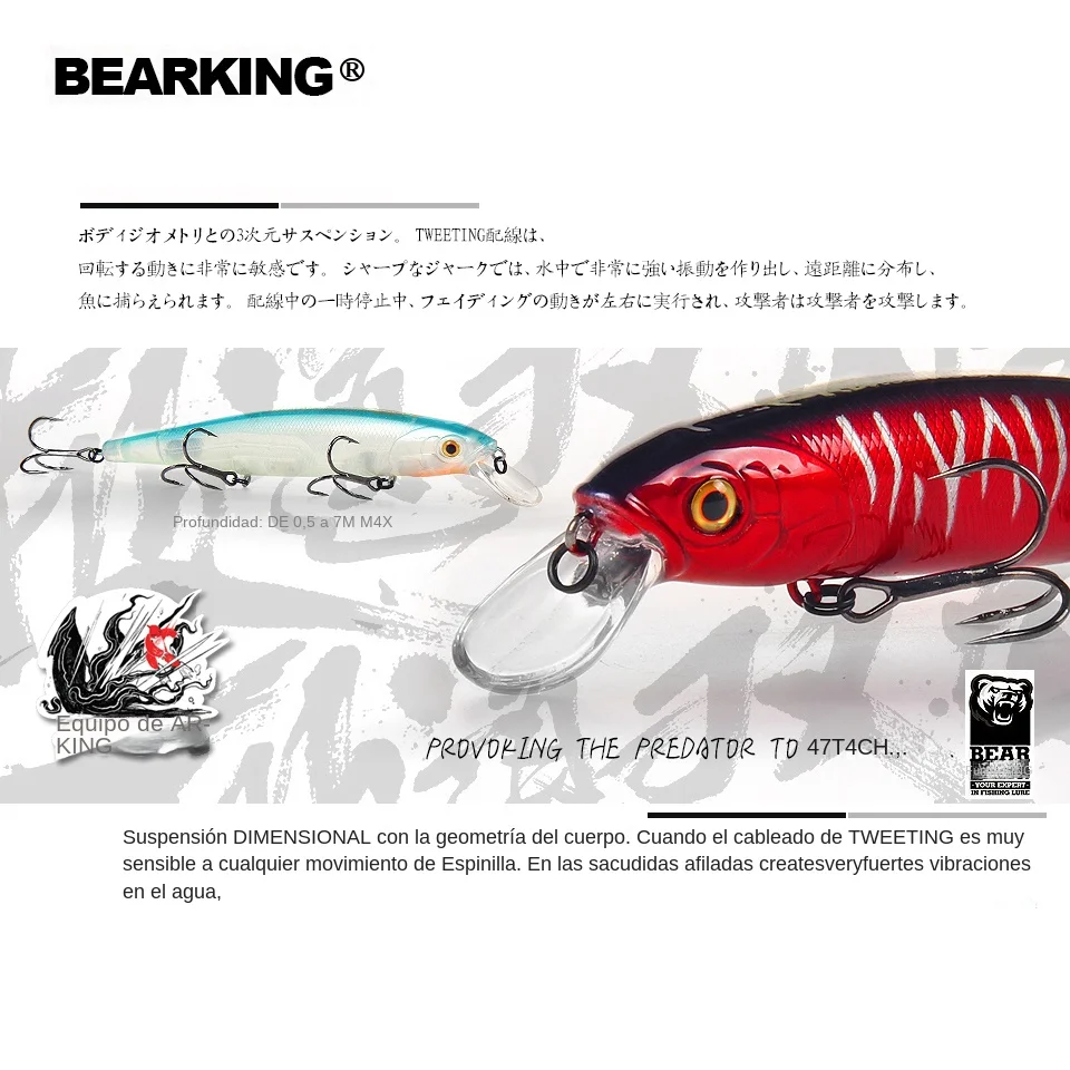 Bearking 128mm 23g nuevo modelo novedoso Señuelos de pesca de calidad profesional cebo duro buceo 1,5 m calidad wobblers minnow - imagen 3
