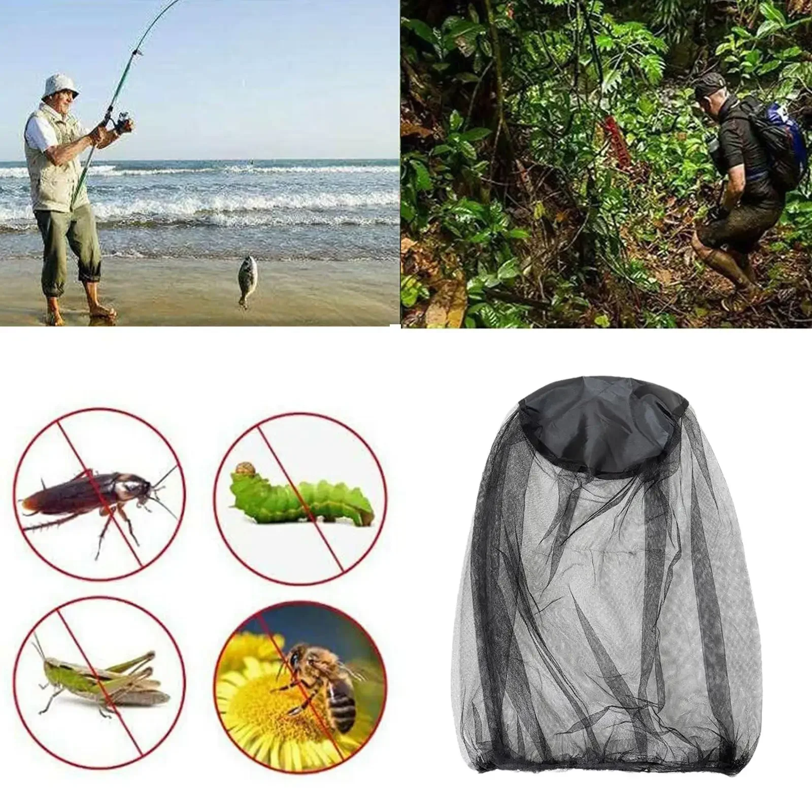 Gorra de malla con cabeza de Mosquito para exteriores, sombrero de pescador con protección Uv, sombrero de jardinería a prueba de insectos para senderismo, Camping y pesca, Verano - imagen 5