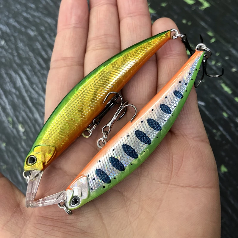 Señuelos de Pesca de pececillo que se hunden, cebo duro Artificial, Wobbler para trucha de agua salada, Swimbait de plástico, equipo Jerkbait, 80mm, 12g - imagen 4