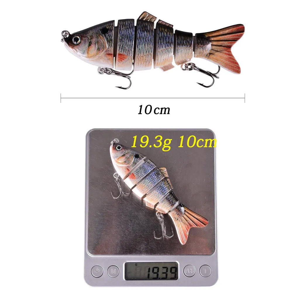 Wobblers de hundimiento, Señuelos de Pesca de 10cm, 19,5g, 6 Swimbait multiarticulado, cebo Artificial duro para Pesca de Lucio/lubina, Crankbait - imagen 4