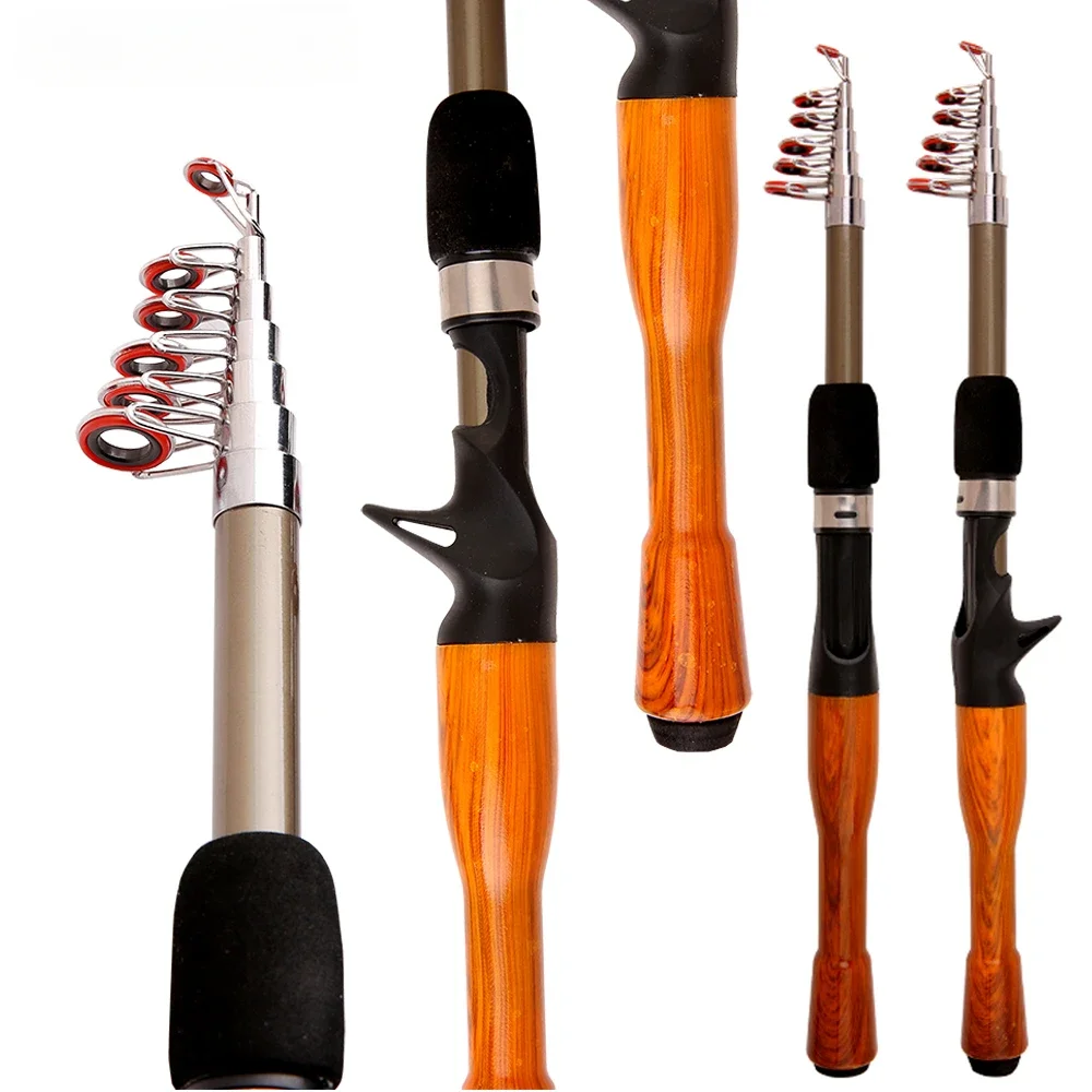 Mini cañas de pescar telescópicas de luz corta, equipo de Pesca profesional de 1,3 M, 1,6 M, 1,8 M - imagen 4