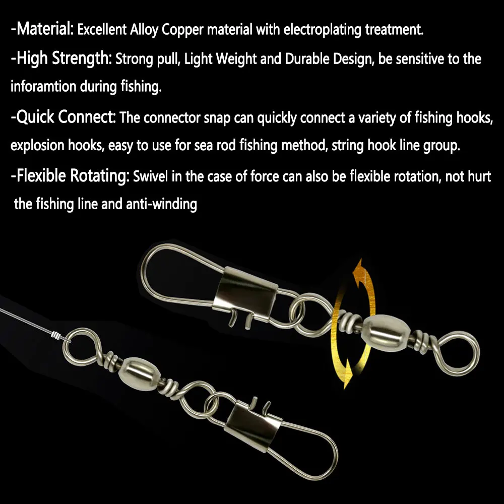 Bimoo-barril giratorio con enclavamiento, conector de pesca a presión, Pin a presión, señuelo de pesca rodante, aparejos Sabiki, accesorios para peces de mar - imagen 4