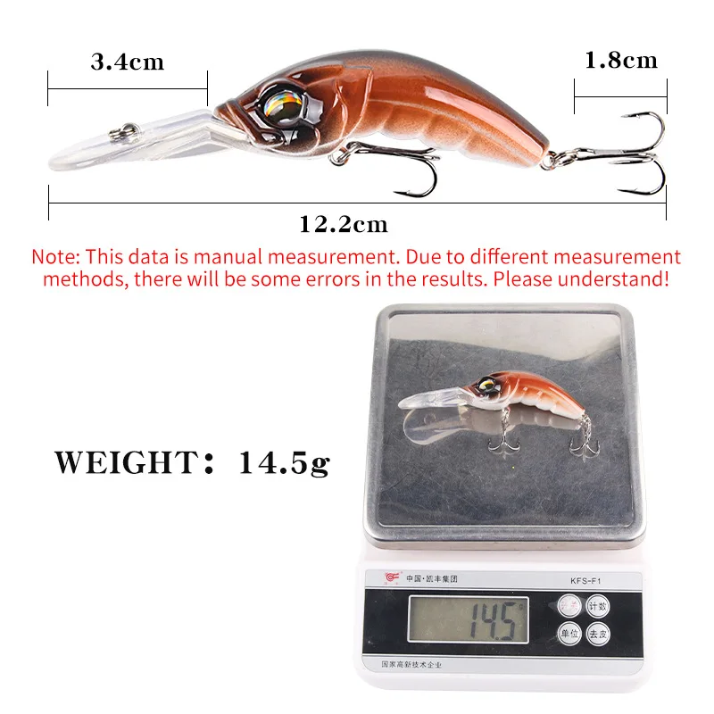 1 Uds señuelo de Pesca Minnow 12,2 cm 14,5g cebo Wobbler duro flotante Crankbait carpa lubina rayada Pesca aparejos de Pesca cebo de natación - imagen 5
