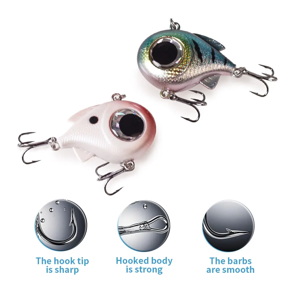 Haanlin 5 unids/caja ojos grandes VIB 4 cm/1,57 pulgadas/8,5g Señuelos de Pesca hundimiento vibración sonajero bola cebos duros artificiales aparejos de lubina - imagen 5