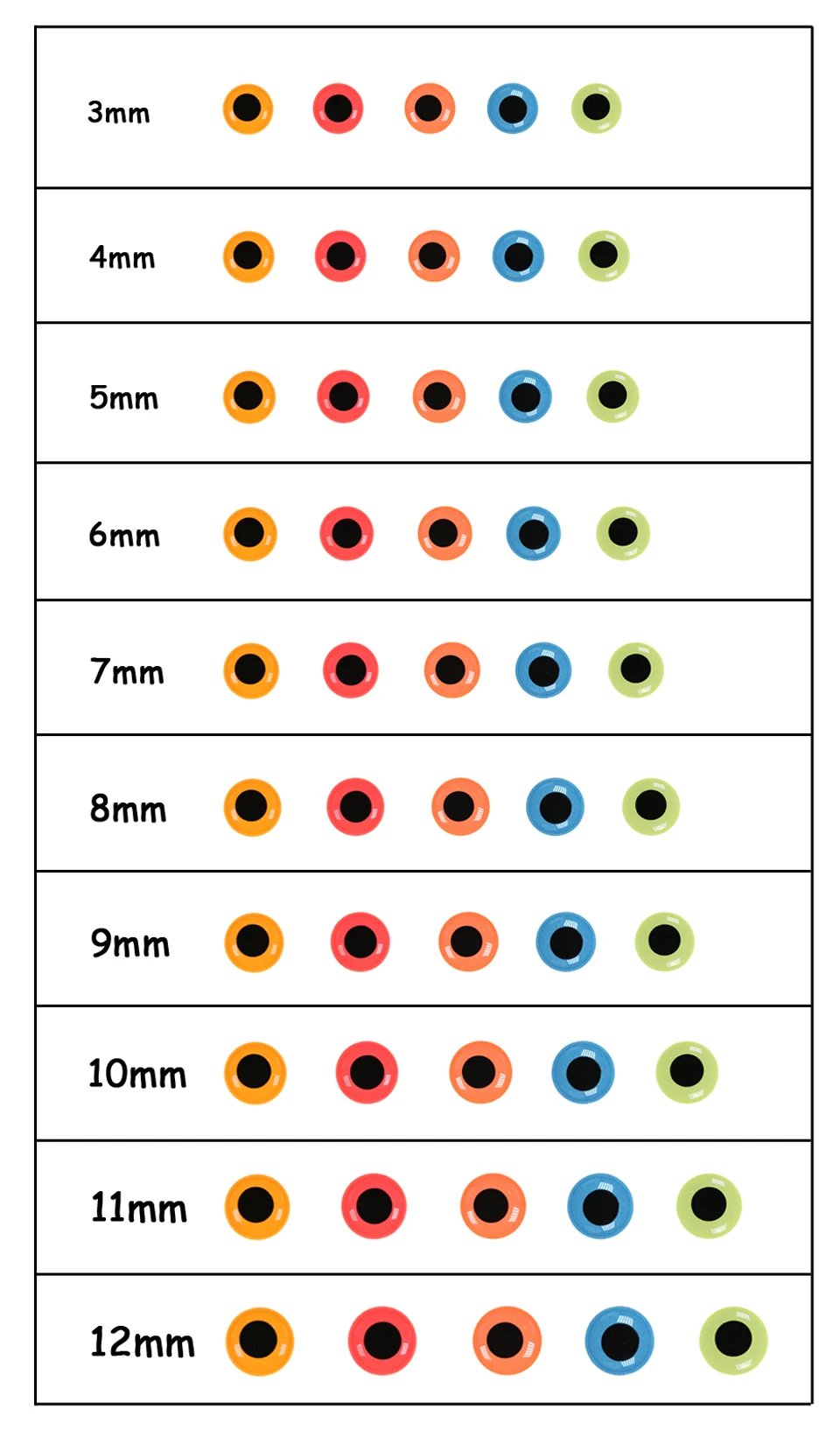 Wifreo 50 unids/pack que brilla en la oscuridad ojos de pez 3D línea de pesca luminosa ojos de señuelo pesca en el mar ojos de plantilla Material de atado de moscas - imagen 3