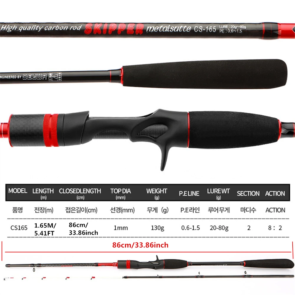 ROLLFISH-caña de pescar de fibra de carbono, caña de pescar de Punta sólida, para agua salada, Jigging, 8:2 WT130g, 1,65 M - imagen 3