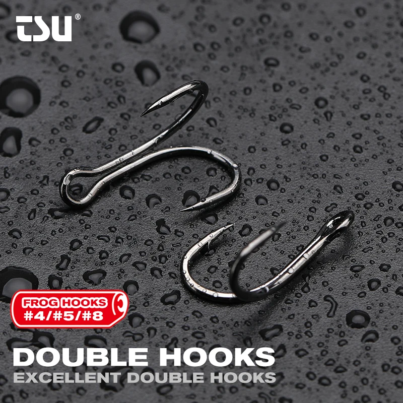 TSURINOYA-anzuelos dobles de rana, señuelo de Pesca de Mar, 4 #/5 #/#8, anzuelos de cebo de acero de alto carbono, 20 piezas/40 Uds. - imagen 5