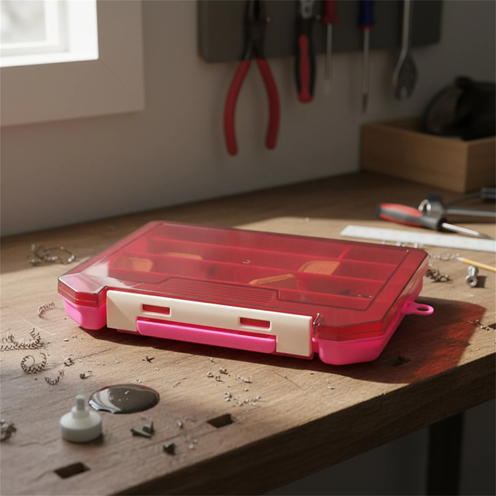 Caja organizadora de aparejos de pesca portátil, caja organizadora de múltiples rejillas para señuelo de pescado, anzuelo de cebo falso, organizador transparente visible para peces Luya - imagen 3