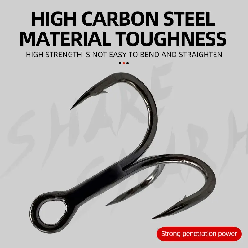 20 piezas el potente anzuelo de pesca en el mar Triple reforzado con ranura para sangre, acero rico en carbono, adecuado para una variedad de áreas marinas - imagen 4