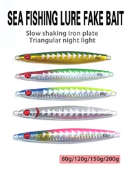 Placa de hierro luminosa triangular – Jig nocturno para pesca marina