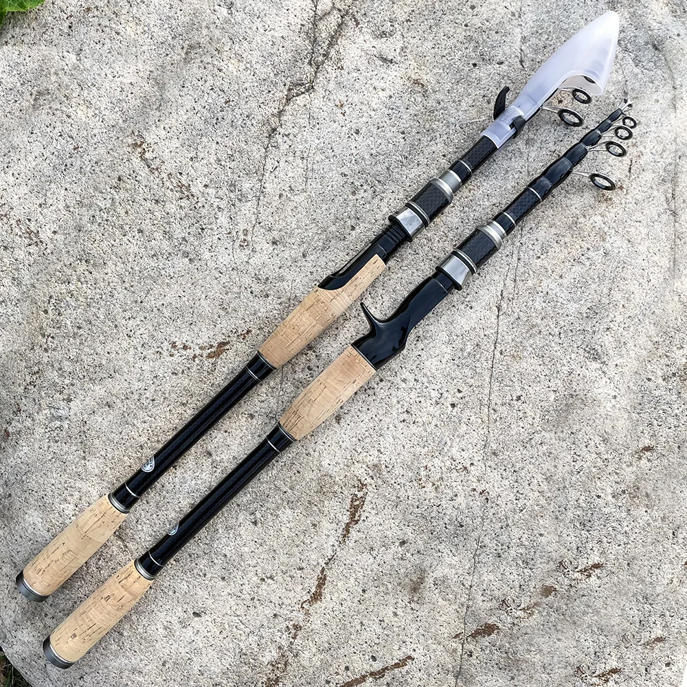 Cañas de pescar telescópicas portátiles, 1,8 M-3,0 M, fibra de carbono, ultraligeras, caña de pescar giratoria, señuelo, aparejos de pesca - imagen 5
