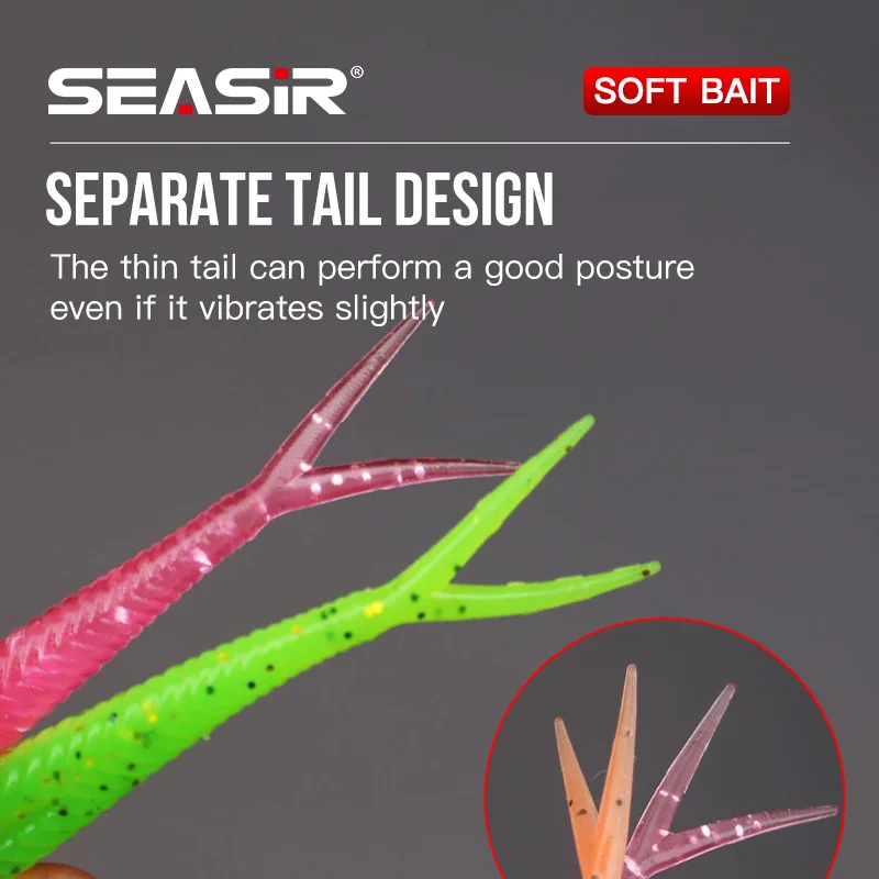 SEASIR Juego de Señuelos de Pesca blandos de 10 piezas, 12 piezas, 2 ganchos curvos, 8 colores, 1,8G, 7CM - imagen 5