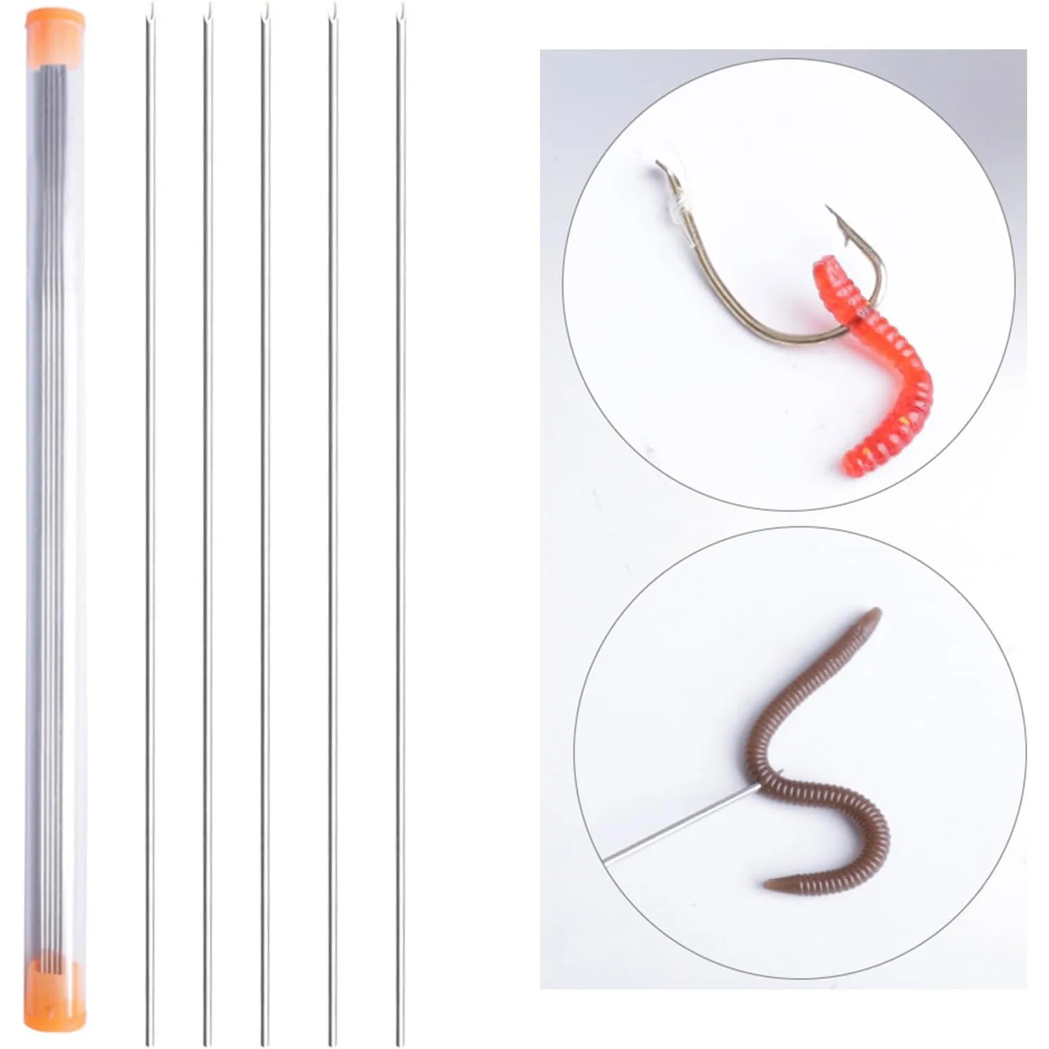 Aguja de cebo de lombriz de 9KM, 5-20 piezas, aguja de cebo de gusano, aparejo de taladro de acero inoxidable, aparejo de cebo, herramienta de pesca hueca para carpa - imagen 4