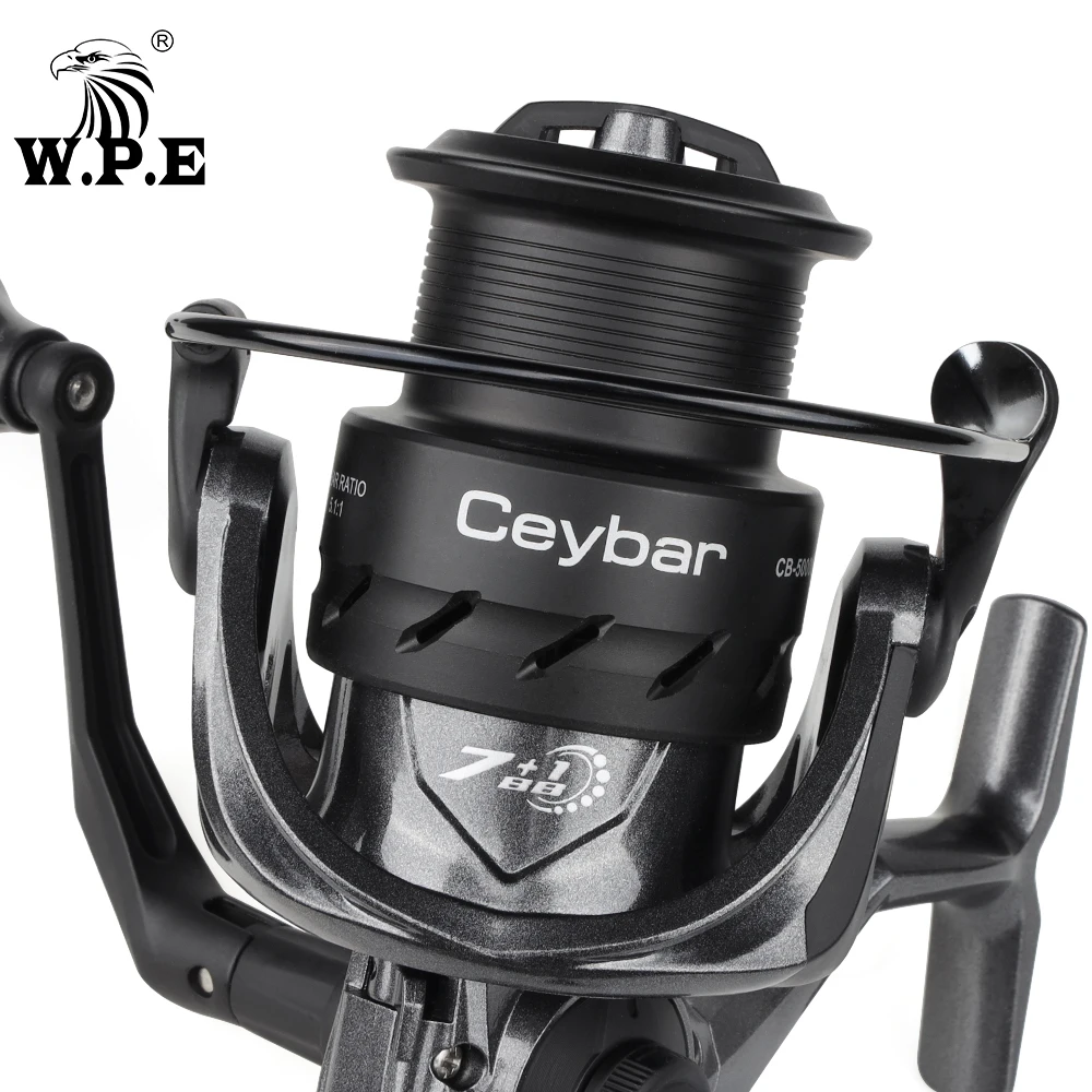 W.P.E CEYBAR-carrete de pesca giratorio 7 + 1 BBs, alta relación de transmisión 5,1: 1 4000-6000, carrete de línea de Metal completo, alimentador de carpa, aparejos de carrete de pesca - imagen 4