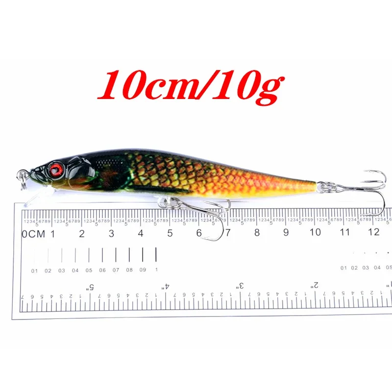 Señuelo de Pesca Minnow, 10cm, 10g, cebo duro Artificial con ganchos, Crankbaits para perca, Lucio, Pesca, Wobblers de plástico, Swimbait, 1 ud. - imagen 2