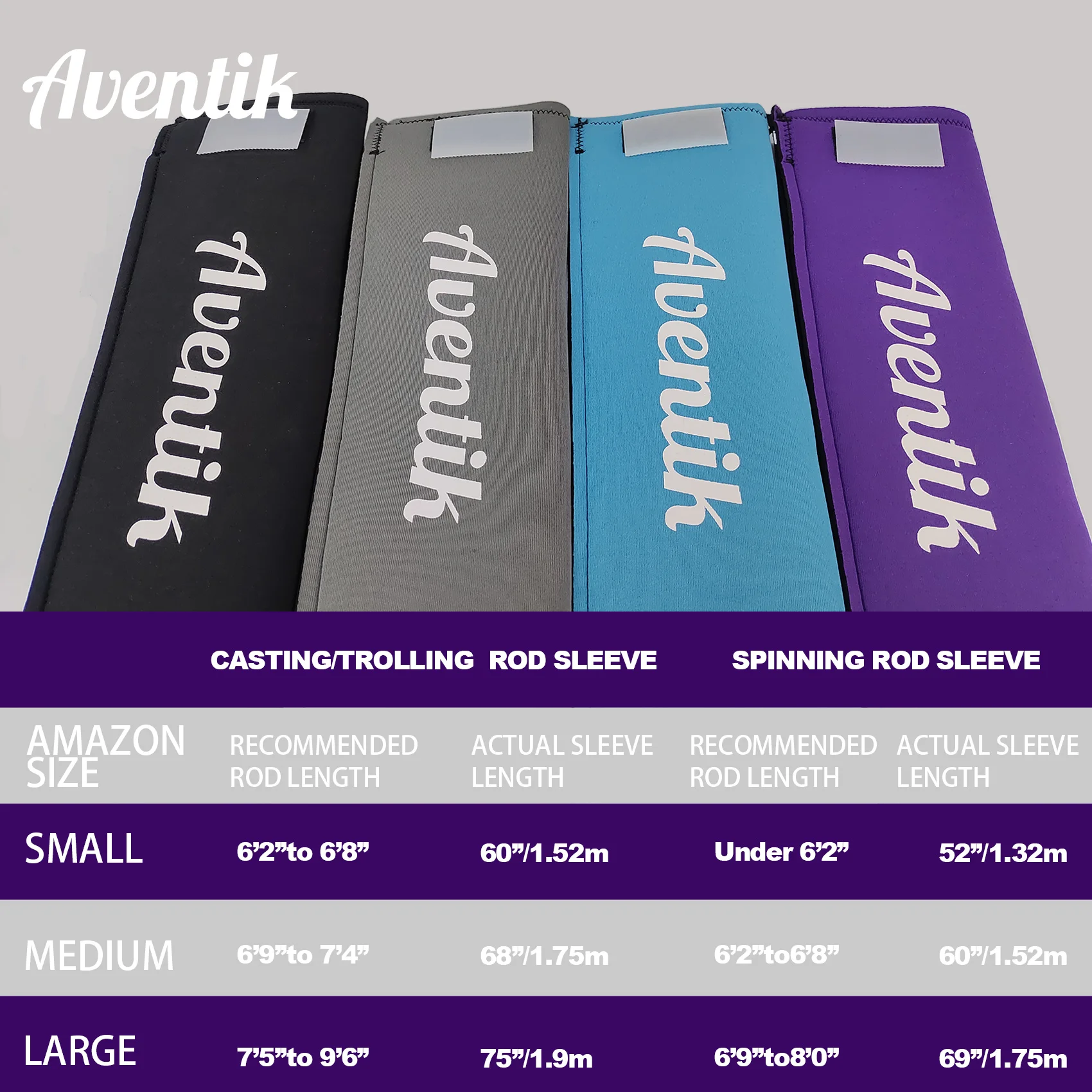 Aventik Funda de caña de pescar transpirable de neopreno, cubierta de caña flotante, calcetín protector etiquetado para caña de pescar de fundición giratoria - imagen 2