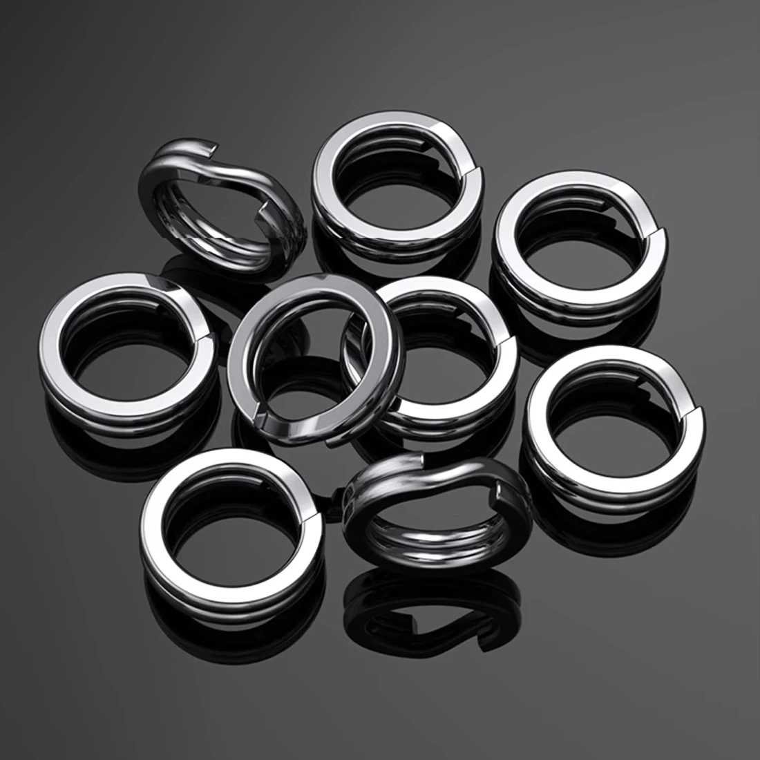 9KM 30 Uds anillos divididos de pesca negros anillos de señuelo de acero inoxidable conectores de aparejos terminales de agua salada - imagen 4