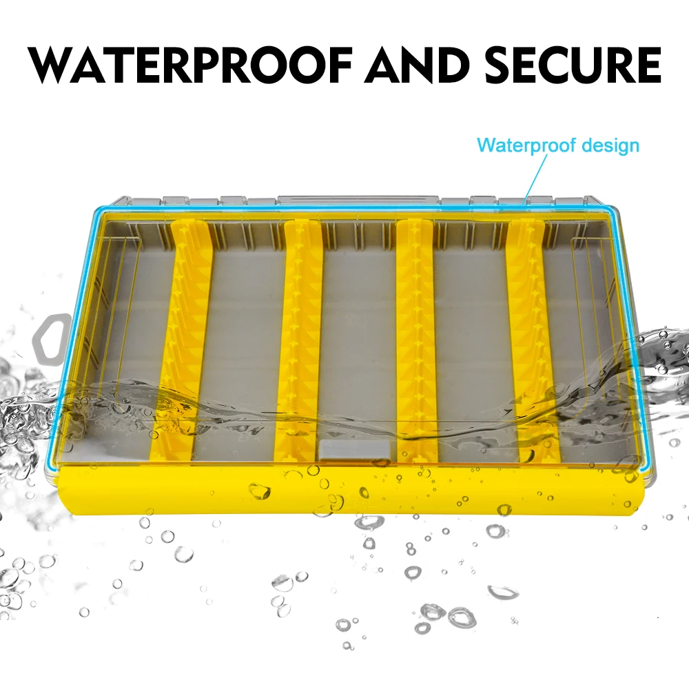 Proberos-caja de almacenamiento de aparejos de pesca, organizador de señuelos múltiples con hoja de plantilla, color naranja y amarillo, 1 ud. - imagen 3