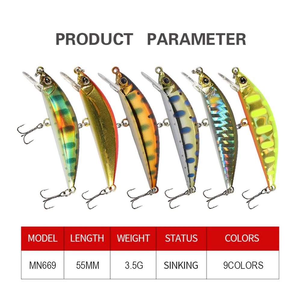 Señuelo de pesca de 5,5 cm y 3,5g, cebo duro Artificial de pequeño tamaño para trucha y lubina, Jerkbait, Wobbler - imagen 4