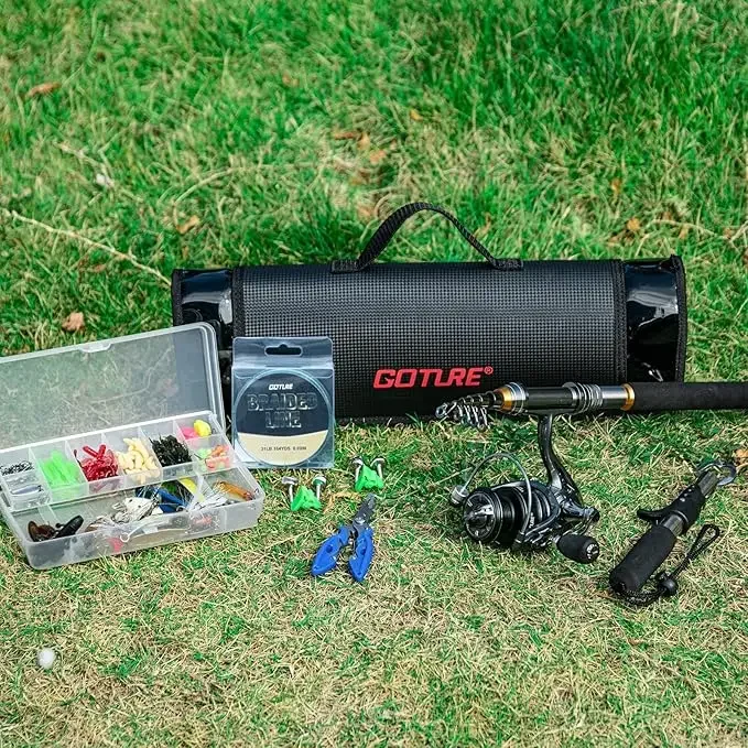 Goture-Kit completo combinado de caña de pescar y carrete, 1,8 M-2,7, poste de mar telescópico y cebos de carrete giratorio, aparejos, bolsa de pesca de viaje - imagen 2