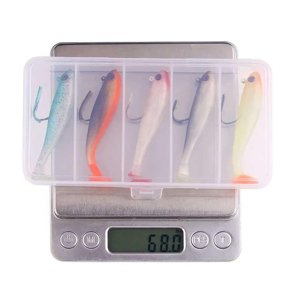 Señuelos blandos de pesca, 5 uds., 6,6 ~ 12,5g, plantillas con cabeza de plomo, señuelo de pesca suave, lubina, perca de agua dulce, cola de paleta, Swimbait, cebo de pesca para trucha - imagen 5