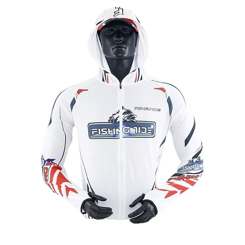 Camisa de pesca proteccion solar manga larga con capucha para hombre