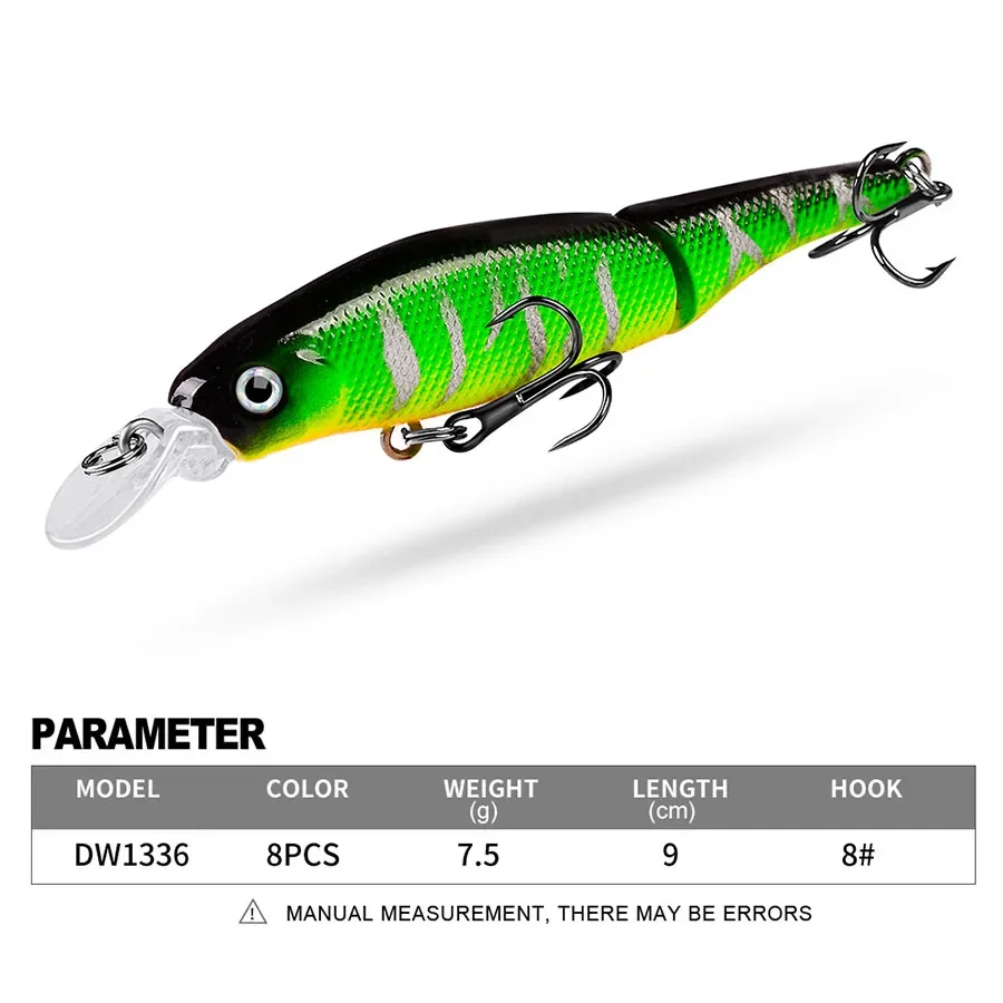 Señuelos de pesca Crankbait de varias secciones, cebos duros articulados para pececillos, Wobblers artificiales para Lucio, Trolling, aparejos de pesca, 1 Uds. - imagen 3
