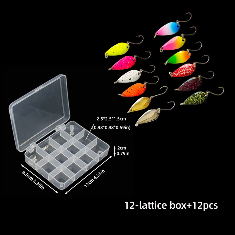 Balleo-mini señuelo giratorio con un solo anzuelo para trucha, cuchara de metal colorida, Lucio y lubina, juego de 12 piezas, 1,5G/2,5G/3,5G - imagen 5