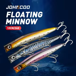 Señuelos de pesca flotantes sin labios, pececillo Real como Wobblers, cebo duro Artificial para lubina, Lucio, 12cm, 24g