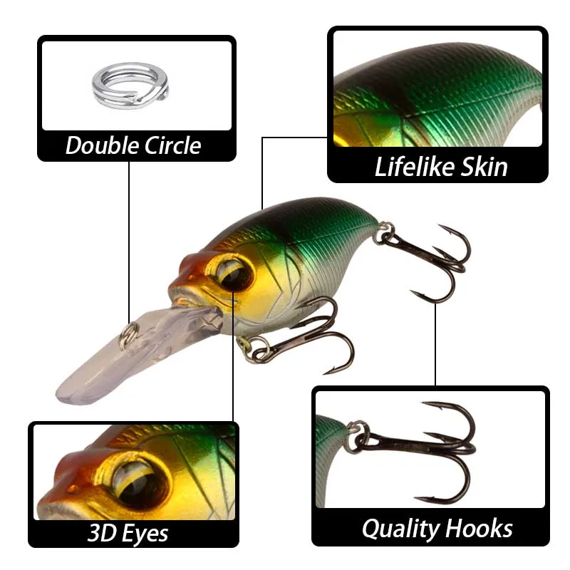 Señuelo Crankbait Wobbler con anzuelos de calidad y acabado duro - imagen 4