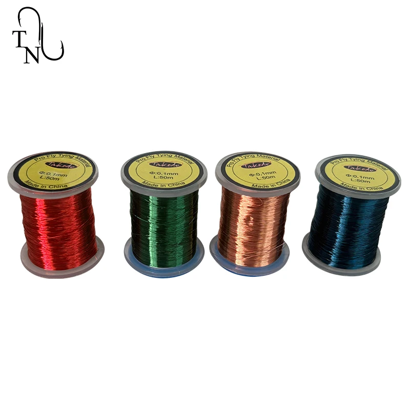 TN87 0,1 MM 50M/carrete cebo de pesca con mosca Material de atado alambre de cobre para cebo con mosca cuerpo acanalado plomo agua Metal atado de moscas hilo - imagen 4