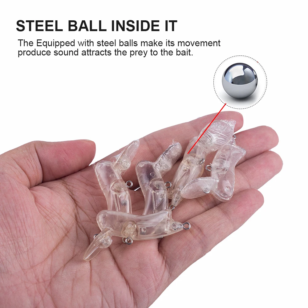 Hanlin-Cebo Artificial para pesca de langostas, cebo de 4,5 CM y 2,3G sin pintar, Mini manivela, en blanco, 10/20 piezas - imagen 4