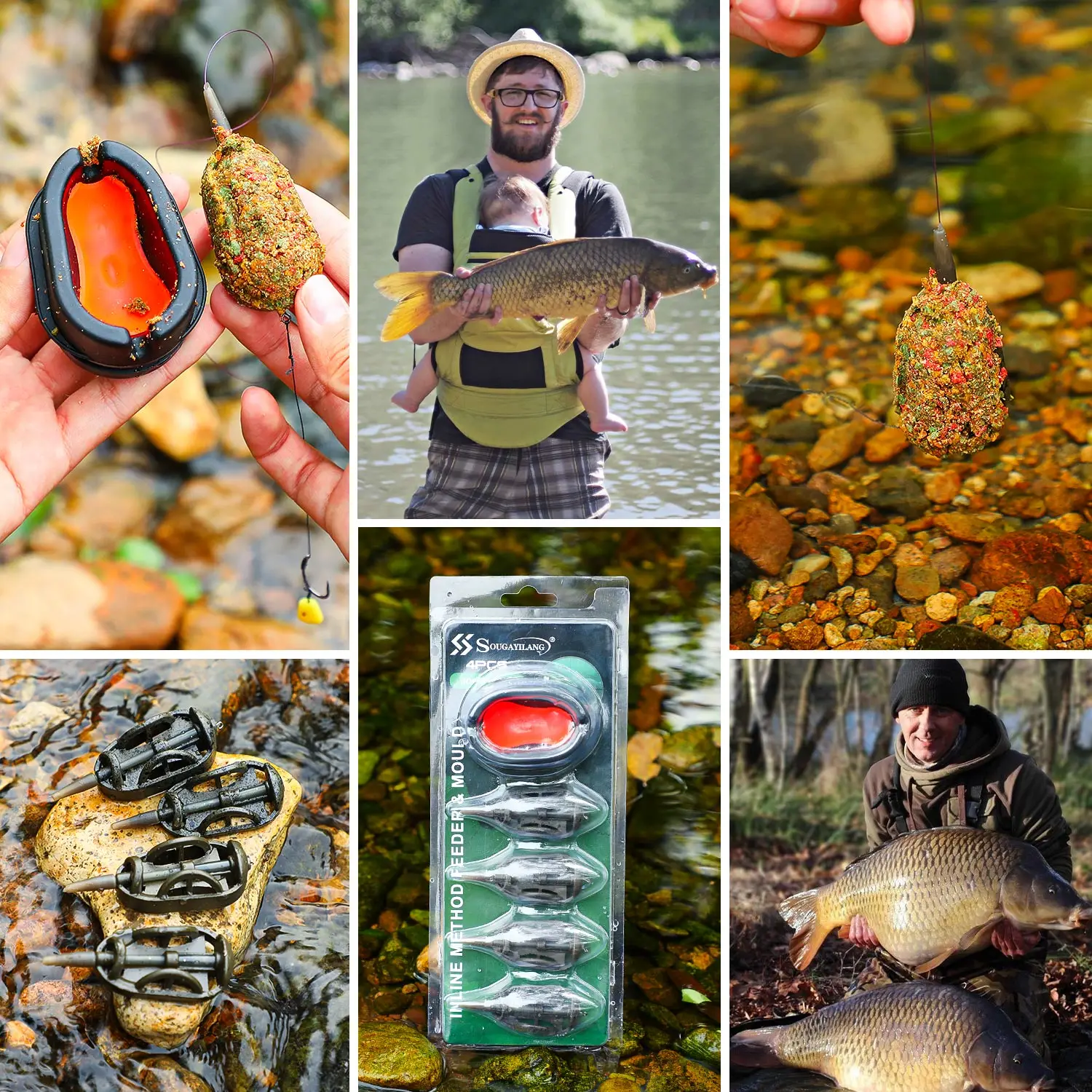 Sougayilang Kit alimentador carpa pesca lanzador cebos alta velocidad - imagen 4