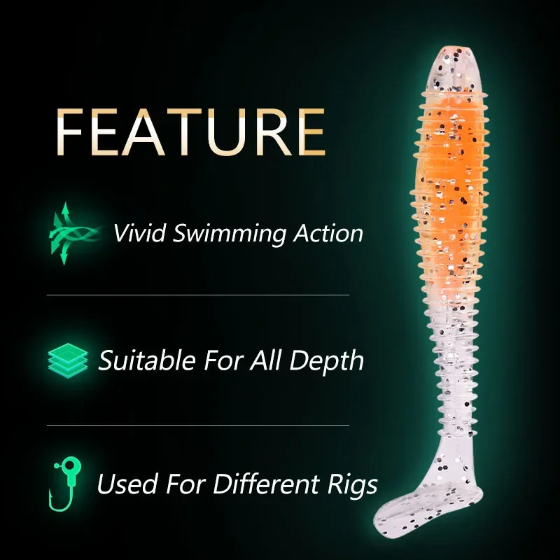 Señuelo suave con cola en T, cebo suave para insectos de pvc, Luya, 6,5 cm/7,5 cm, 6 uds. - imagen 2