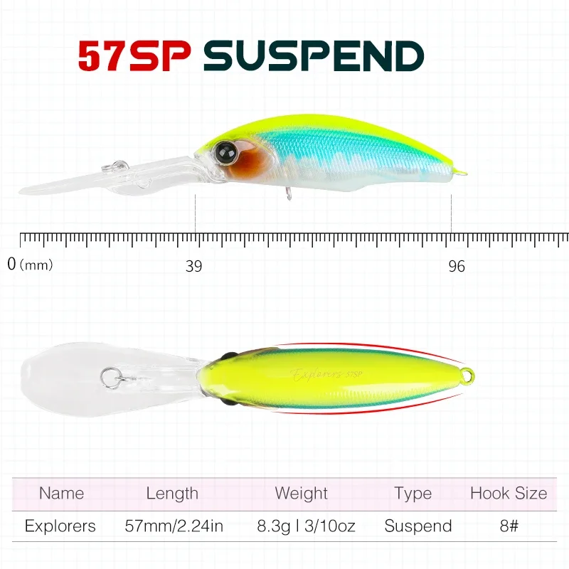 TSURINOYA Suspending Minnow 57SP SHAD Fishing Lure EXPLORERS 57mm 8.3g Deep Dive 2-4m Long Casting Pike Bass Hard Baits Wobblers - imagen 2