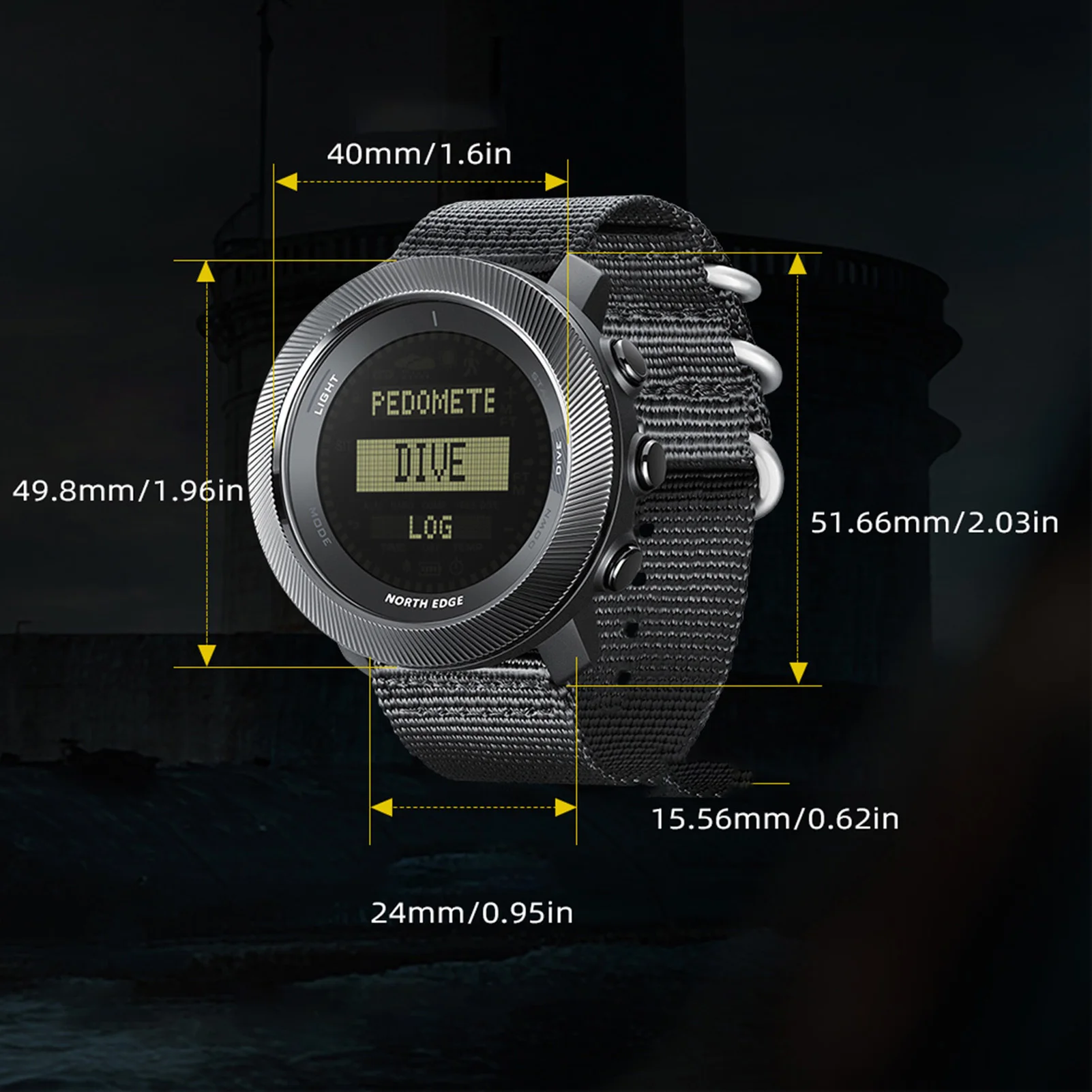 Reloj de buceo al aire libre Relojes deportivos digitales con retroiluminación LED Brújula Profundidad 100 m Resistente a la lluvia - imagen 5