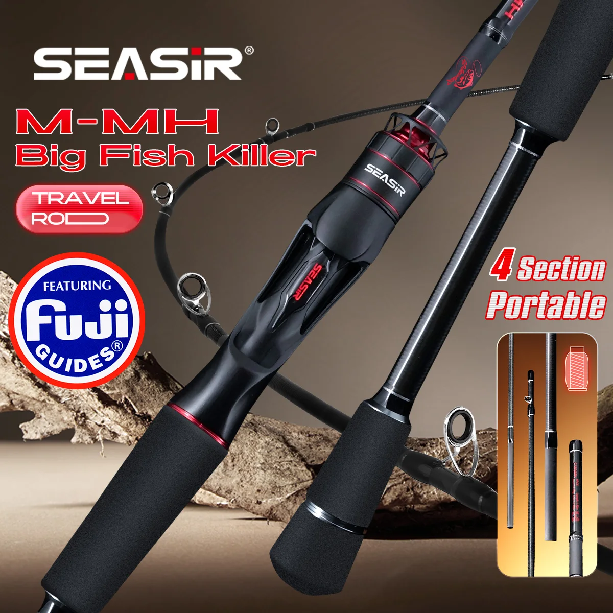 Seasir Salminus XF M/MH Caña de pescar viaje – Fuji O potencia pesada