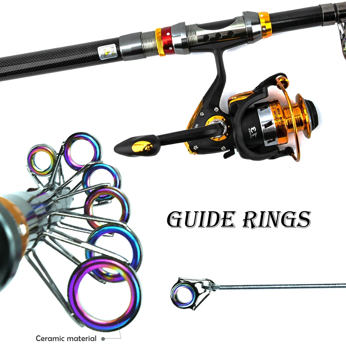 Juego de cañas de pescar telescópicas de 1,8-3,6 m y rueda de carrete de pesca 5,5:1, caña de pescar portátil de viaje, caña de pescar giratoria combinada para lubina - imagen 4