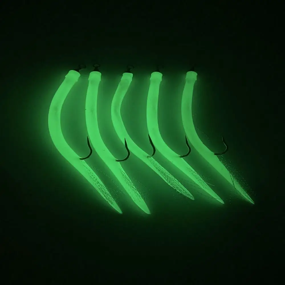 Anzuelo de pesca de Anguila, anzuelo de tubo de Anguila de 5 piezas, giratorio, con púas, pulpo, vástago largo, luminoso - imagen 2