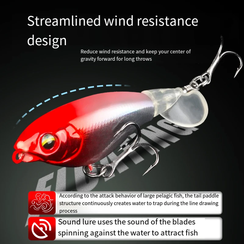 Señuelo de pesca con hélice, 7,5 cm, 9,2 cm, 6,5g, 12g, cebo duro biónico, aparejos de pesca, cola giratoria, cebo giratorio para pesca al aire libre - imagen 4