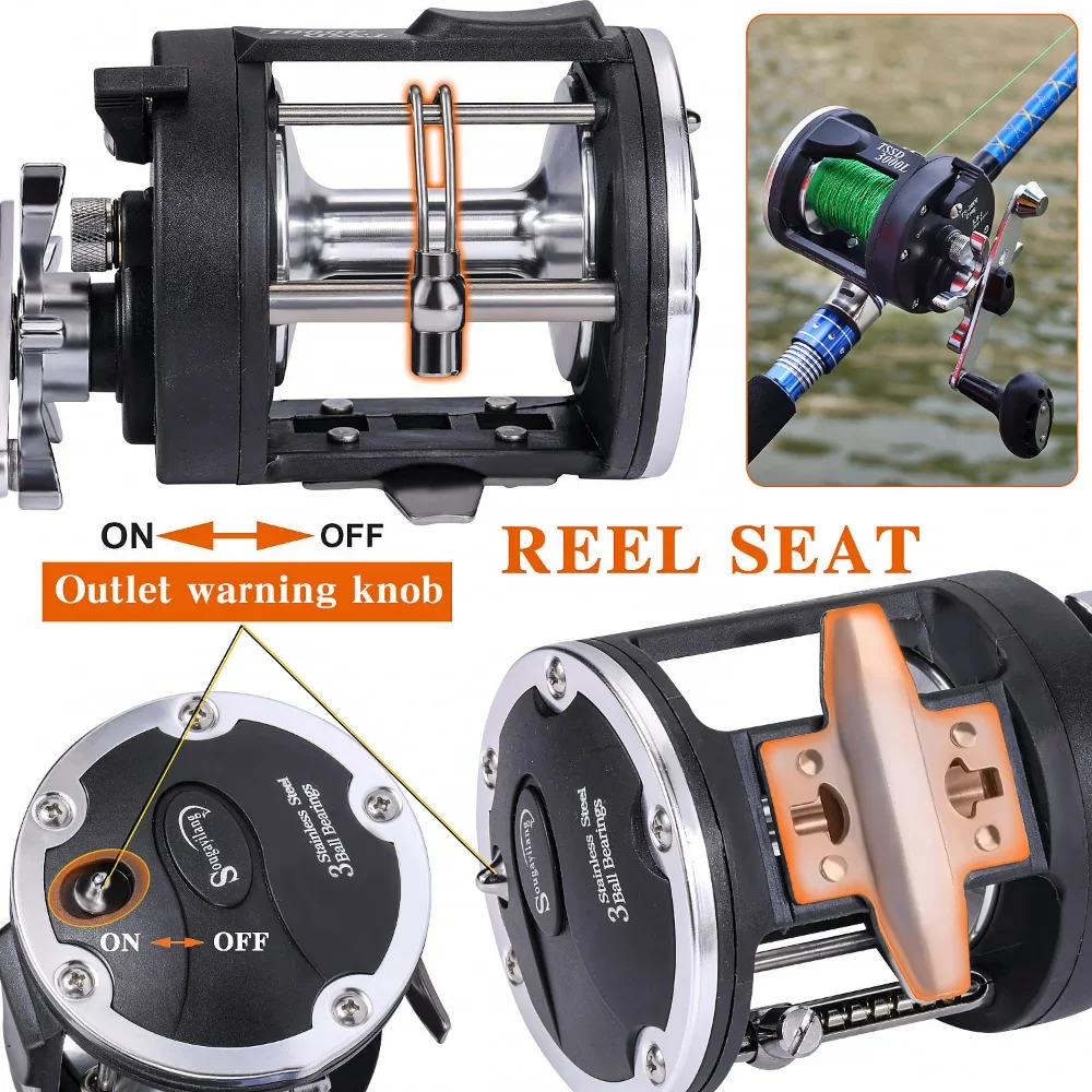Sougayilang-Carretes de Pesca con tambor de arrastre, accesorio de arrastre máximo de 28kg, relación de engranaje 3,8: 1, tambor de arrastre derecho - imagen 4