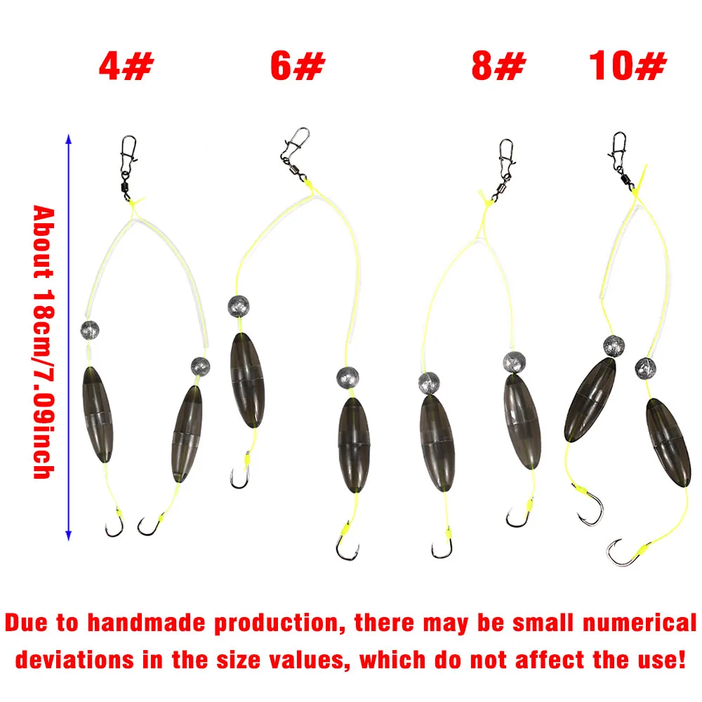 Juego de 2 ganchos/juego de Kit de pesca de carpa, flotador de manga corta antienredos, flotador de recuperación de caña de mar de carpa de hierba que rebota inferior con gancho - imagen 5